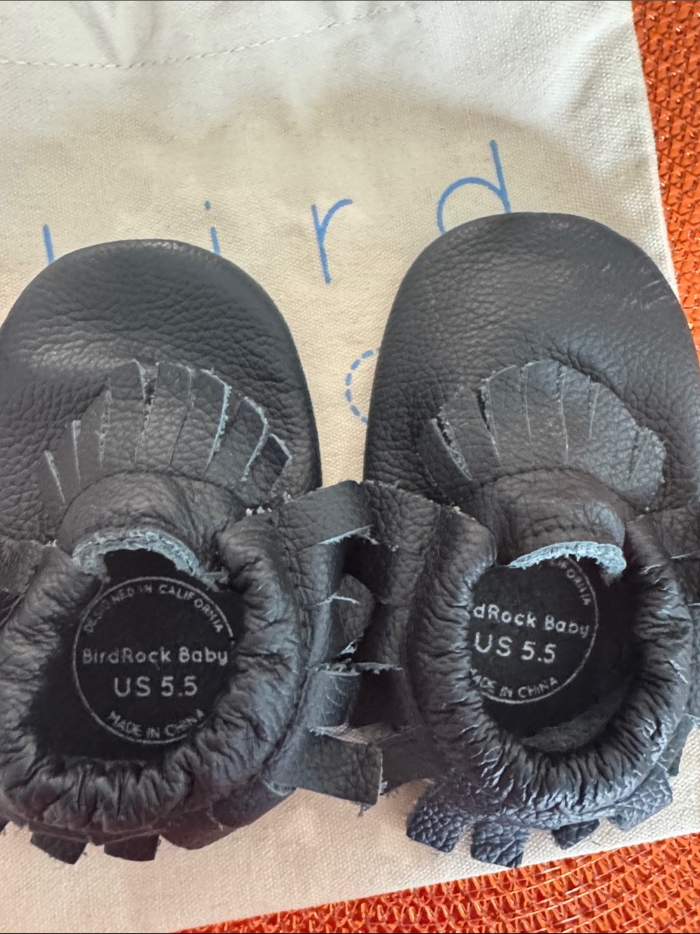 Black Fringe Leather Baby Shoes - Picture 3 of 4